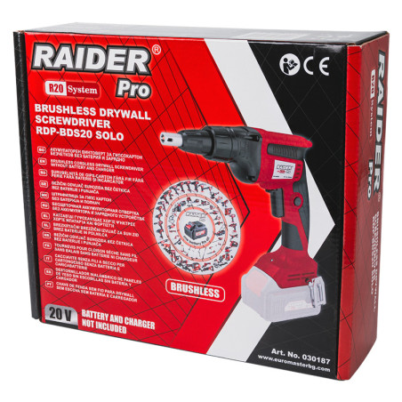 030187 RAIDER RD-BDS20 Surubelnita electrica gips-carton compatibila cu acumulator Li-Ion 20V