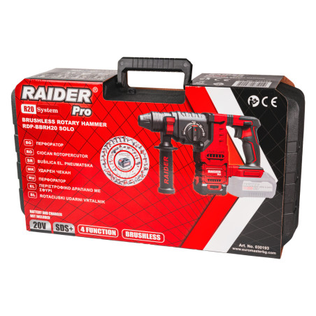 030193 RAIDER RDP-BBRH20 Ciocan rotopercutor compatibil cu acumulator Li-Ion 20V, SDS+, 3J