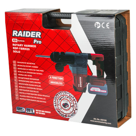030192 RAIDER RDP-YBRH20 Ciocan rotopercutor compatibil cu acumulator Li-Ion 20V, SDS+, 3J
