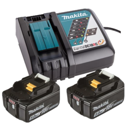 1914J6-4 MAKITA Kit 2 acumulatori Li-Ion 18V LXT 5Ah(BL1850Bx2+DC18RC)