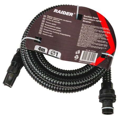 071111 RAIDER Furtun de aspiratie &oslash;1" 4m cu sita si supapa antiretur