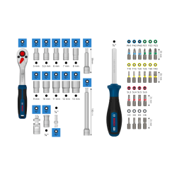 1600A03AC7 BOSCH Set de tubulare de 1/4”, 35 piese