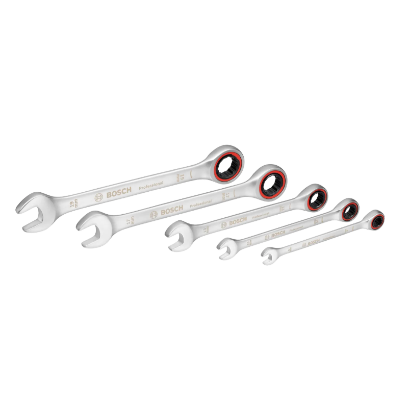 1600A02Z3D BOSCH Set de 5 chei combinate cu clichet, 8-19 mm, clichet reversibil