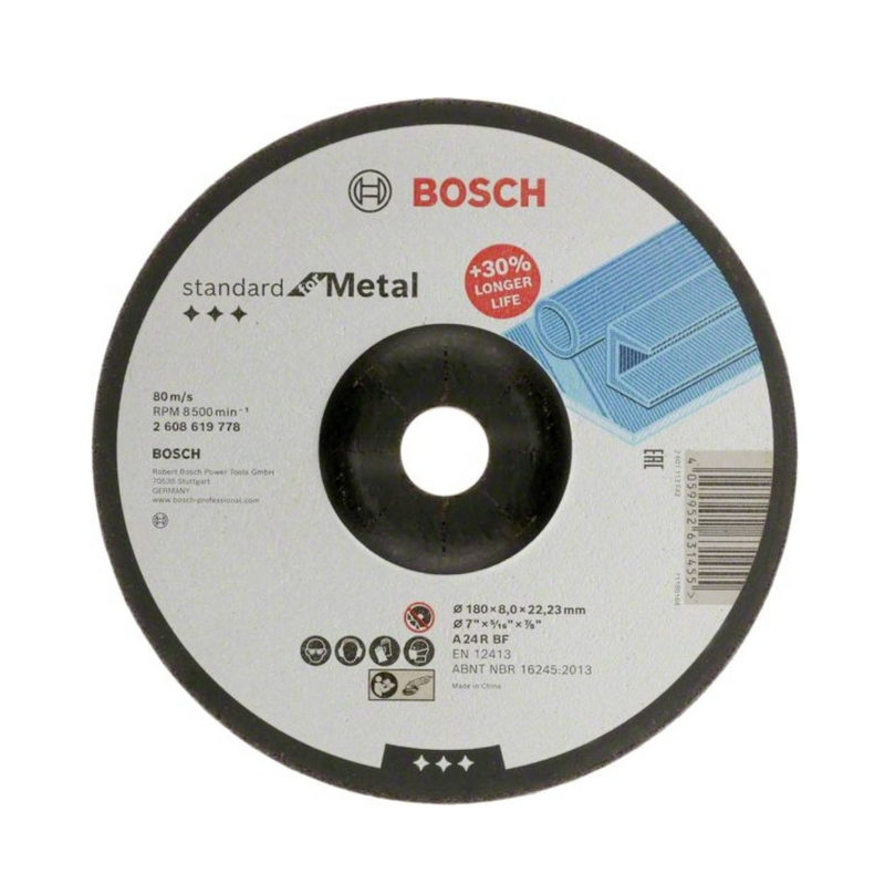 2608619778 BOSCH Disc de slefuire din material compozit PRO Metal, 180 x 8 x 22.23 mm