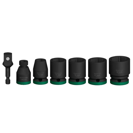 2608003032 BOSCH Set de 7 chei tubulare PRO Impact cu adaptor, 1/2", standard