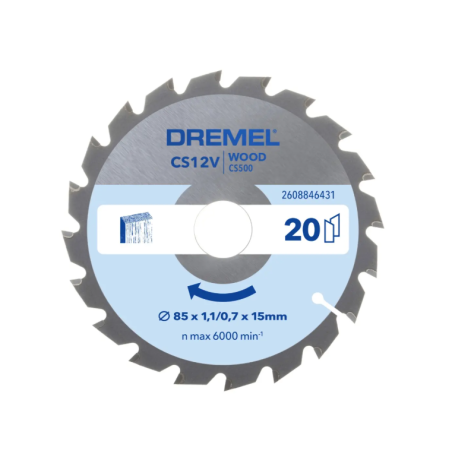2608846431 DREMEL Blueprint Disc de fierastrau pentru lemn, 85x15 mm, 20 dinti, carbura de wolfram