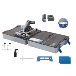 F013CS12JM DREMEL Blueprint Ferastrau circular cu statie portabila de taiere Li-Ion 12V, 2.0 Ah, 85 mm