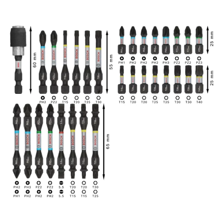 2608521U72 BOSCH Set de capete de surubelnita PRO Impact, 31 buc.