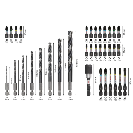 2608521U81 BOSCH Set de burghie si biti PRO Impact Metal 35 de piese