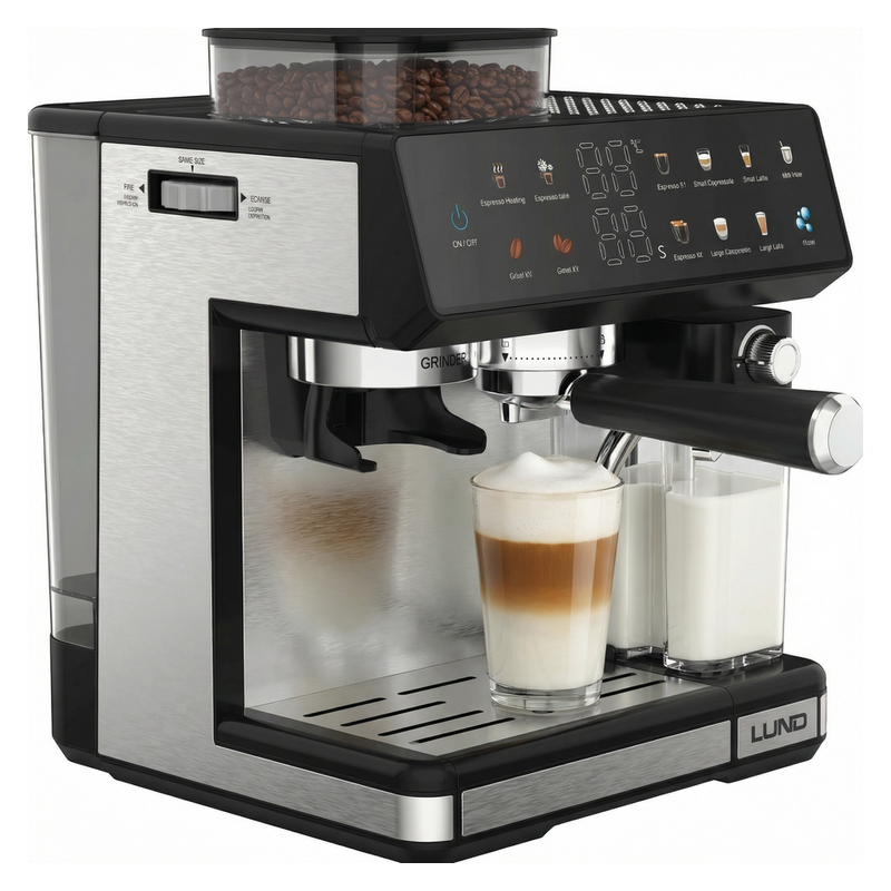 68501 LUND Espressor rasnita, 11 programe, spumat lapte, 1350 W