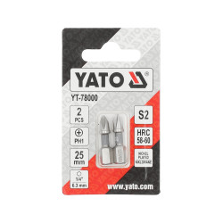 YT-78000 YATO Set 2 biti, prindere hex. 1/4", 25 mm PH1, NI