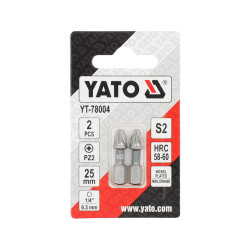 YT-78004 YATO Set 2 biti, prindere hex. 1/4", 25 mm, PZ2, NI
