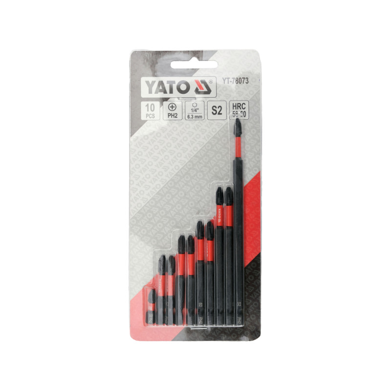 YT-78073 YATO Set 10 biti de impact, prindere hex. 1/4", PH2
