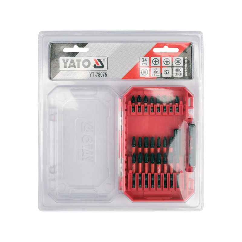 YT-78075 YATO Set 24 biti de impact, prindere hex. 1/4", PH, PZ, T, S