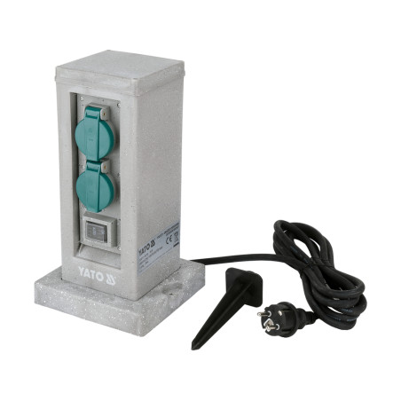 YT-81273 YATO Priza de gradina stalp piatra PP, IP44, 4 prize