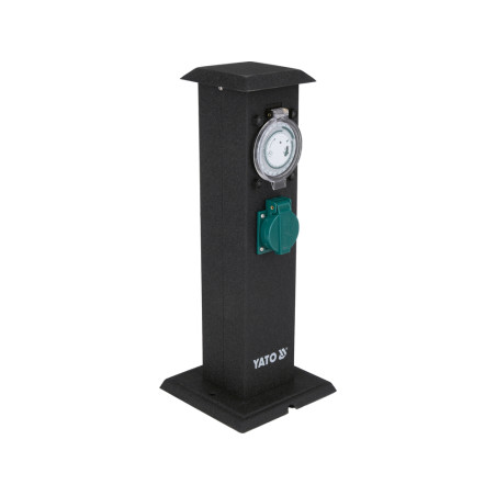 YT-81276 YATO Priza de gradina stalp din otel IP44, 2 prize cu programator