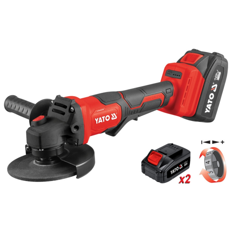 YT-828255 YATO Polizor unghiular 2xLi-Ion 18V 4Ah,125mm,viteza variabila