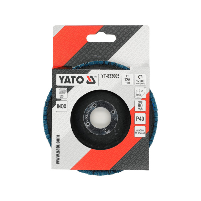 YT-833005 YATO Disc lamelar pentru slefuit otel 125 x 22 mm, P40