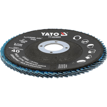 YT-833005 YATO Disc lamelar pentru slefuit otel 125 x 22 mm, P40