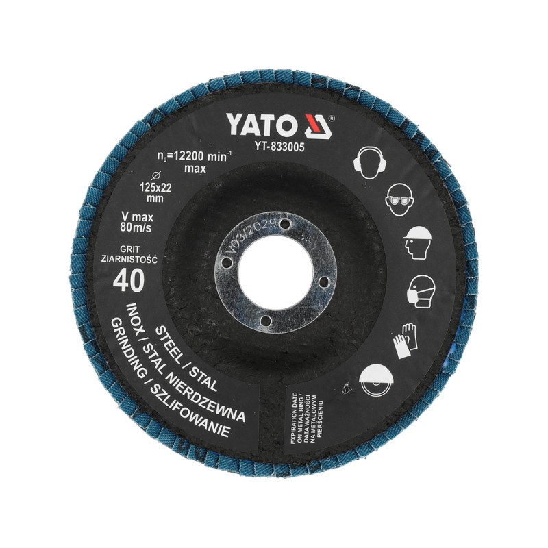 YT-833005 YATO Disc lamelar pentru slefuit otel 125 x 22 mm, P40