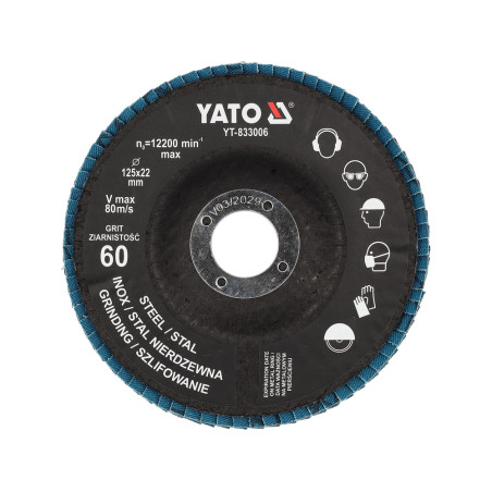 YT-833006 YATO Disc lamelar pentru slefuit otel 125 x 22 mm, P60