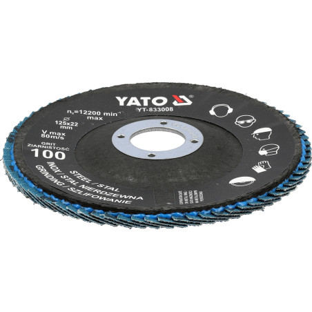 YT-833008 YATO Disc lamelar pentru slefuit otel 125 x 22 mm, P100