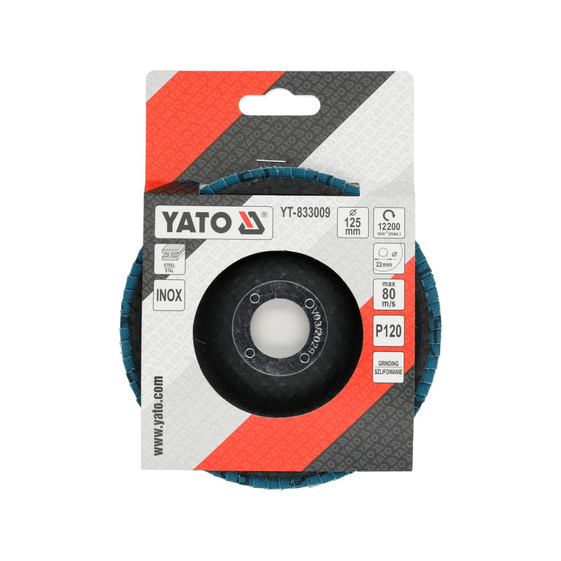 YT-833009 YATO Disc lamelar pentru slefuit otel 125 x 22 mm, P120