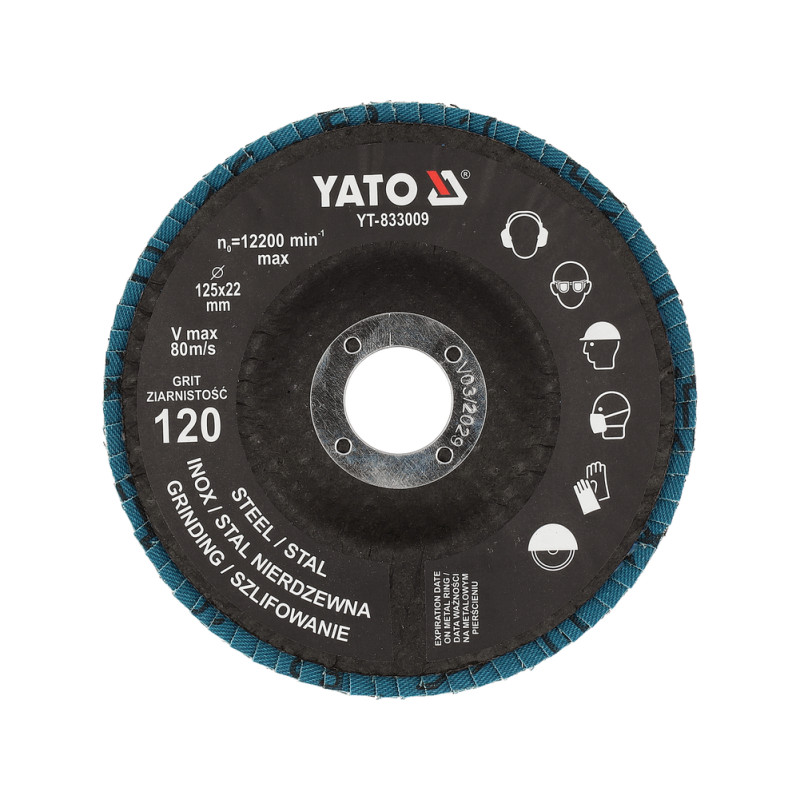 YT-833009 YATO Disc lamelar pentru slefuit otel 125 x 22 mm, P120