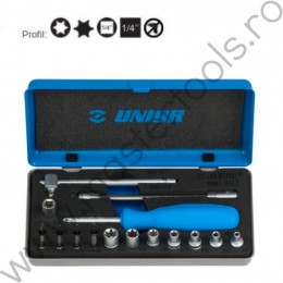 Trusa chei tubulare si biti 1/4 UNIOR