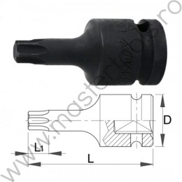 612874 UNIOR Cheie bit de impact profil TORX prindere patrat 1/2", T30