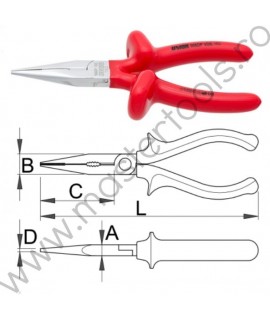 619187 UNIOR Cleste cu varfuri rotunde, tais izolat 1000V, 140mm