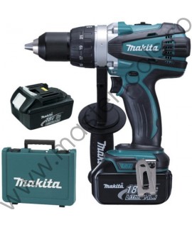 Masina de insurubat si gaurit cu 2 acumulatori Li-Ion de 18 V MAKITA