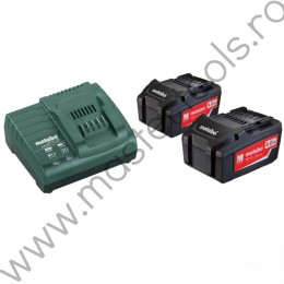 Set de doi acumulatori Li-Ion de 18 V 4 Ah si incarcator METABO