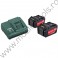 Set de doi acumulatori Li-Ion de 18 V 4 Ah si incarcator METABO