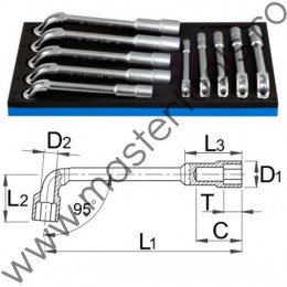 Set de capete de chei inelare dublu cotite UNIOR 621074