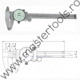 INSIZE Subler cu ceas de exterior-interior