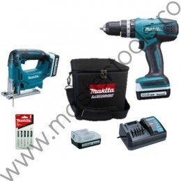 MAKITA DK14009X1 Fierastrau vertical, masina de gaurit cu percutie si doi acumulatori Li-Ion de 14.4 V