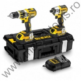 DEWALT Set masina de gaurit cu percutie si de insurubat cu impact DCD795 si DCF886 18V DS150 si 3 acumulatori