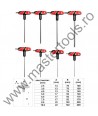 YATO Set 8 imbusuri cu maner T si tija hexagonala cu bila YT-05597