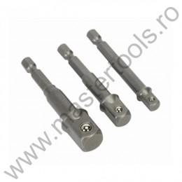 RAIDER Set 3 adaptori hexagon 1/4 la patrat 1/4, 3/8 si 1/2