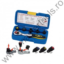 TOOLHUB Trusa cu clichet cu capuri interschimbabile 1/4, 3/8, 1/2