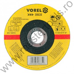 08635 VOREL Disc abraziv pentru debitat metale, 125 x 22.2 x 2.5 mm