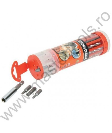 BLACK DECKER Trusa pentru insurubat si gaurit cu 23 de piese A7102