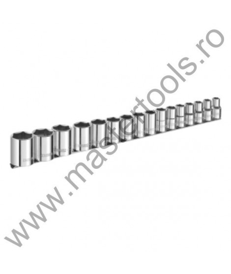 EXPERT FACOM Set 16 tubulare hexagonale prindere patrat 1/2