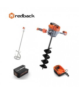 REDBACK Set Cap motor E808T cu burghiu pamant, paleta amestecator, acumulator 40V 4Ah si incarcator