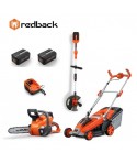 REDBACK Set Masina de tuns gazonul E137C, trimmer E312D, fierastrau E214C cu doi acumulatori 40V 2Ah si incarcator