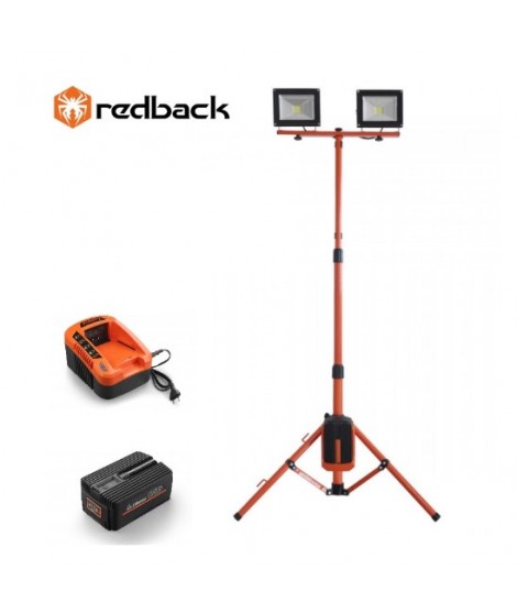 REDBACK Set proiectoare LED 2x20W cu stand, acumulator 40V 6Ah si incarcator