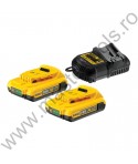 DEWALT Set incarcator si 2 acumulatori XR 2.0Ah 18V