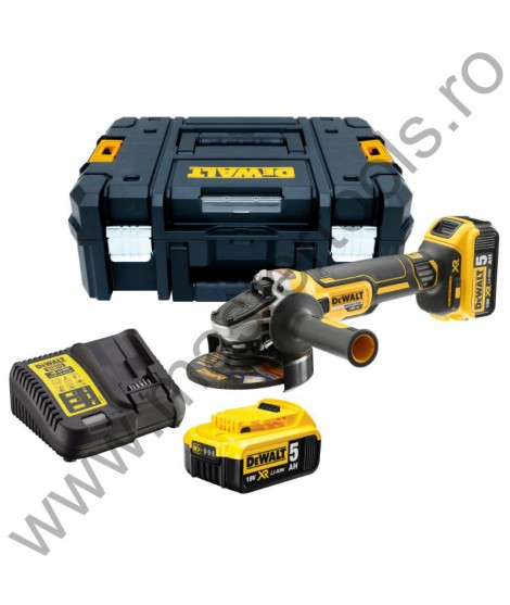 DEWALT DCG405P2 Polizor unghiular cu 2 acumulatori Li Ion de 18V 125 mm