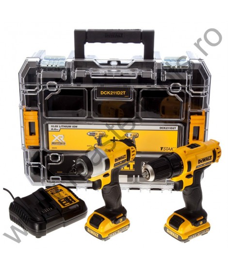DEWALT Set masina de gaurit/insurubat si masina de insurubat cu impact XR Li-Ion 10.8V DCK211C2T